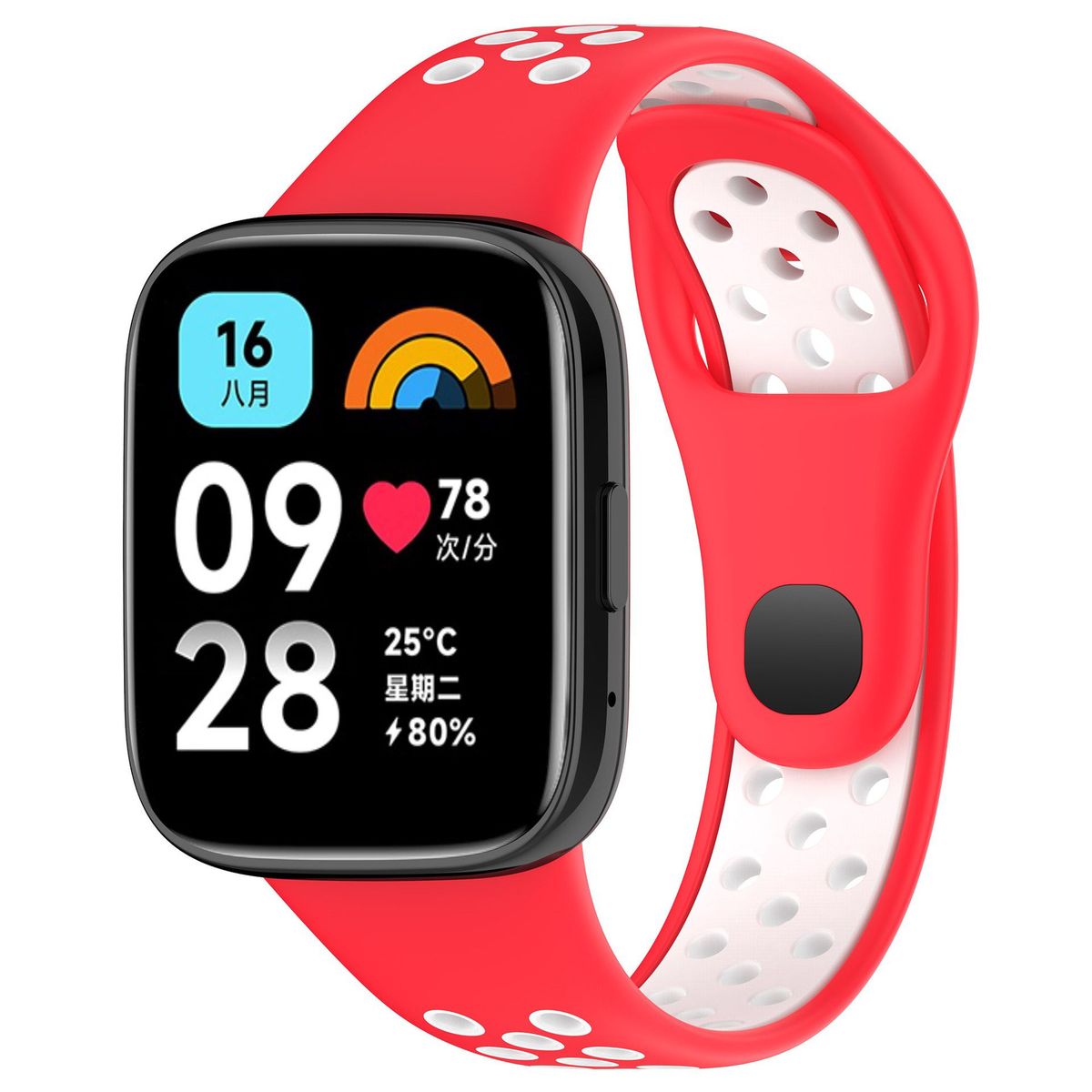 GENERICO - Correa Silicona Sport para REDMI WATCH 3 - R/Blanco
