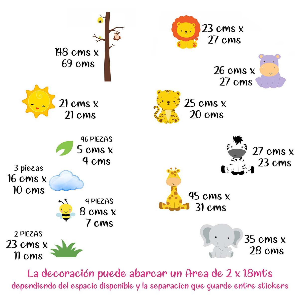 GENERICO - Vinilo Infantil Arbol safari decoracion para niños
