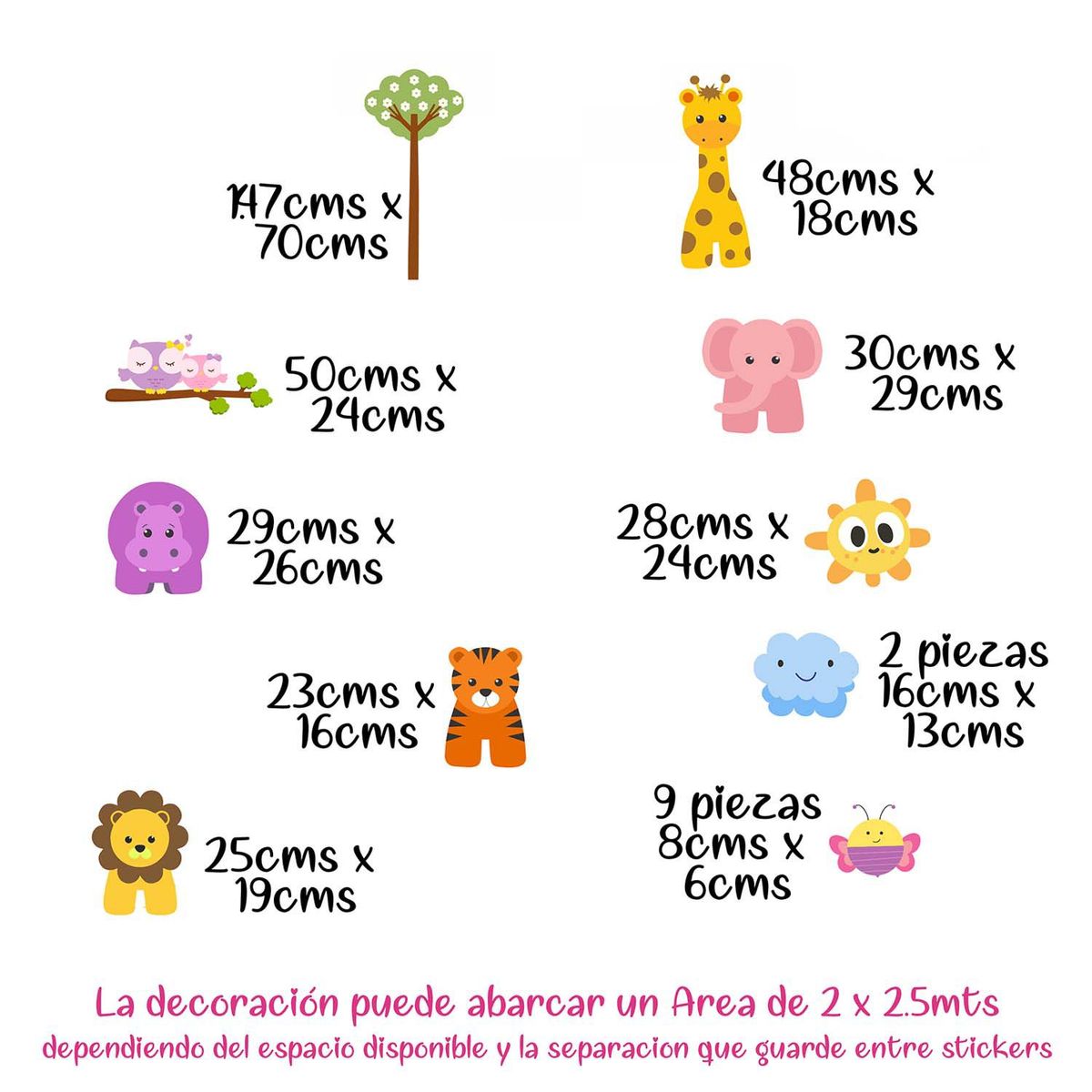 GENERICO - Vinilo Infantil Arbol safari rosa decoracion para niñas