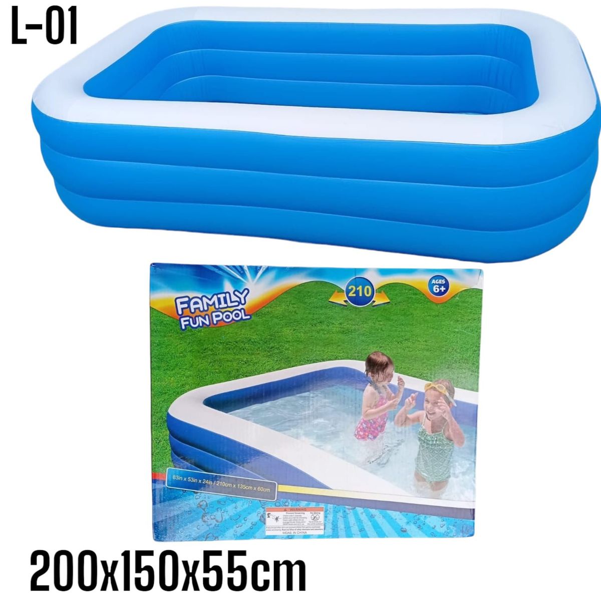 OEM - Piscina Inflable Rectangular Medidas 200cm x 150cm x 55cm