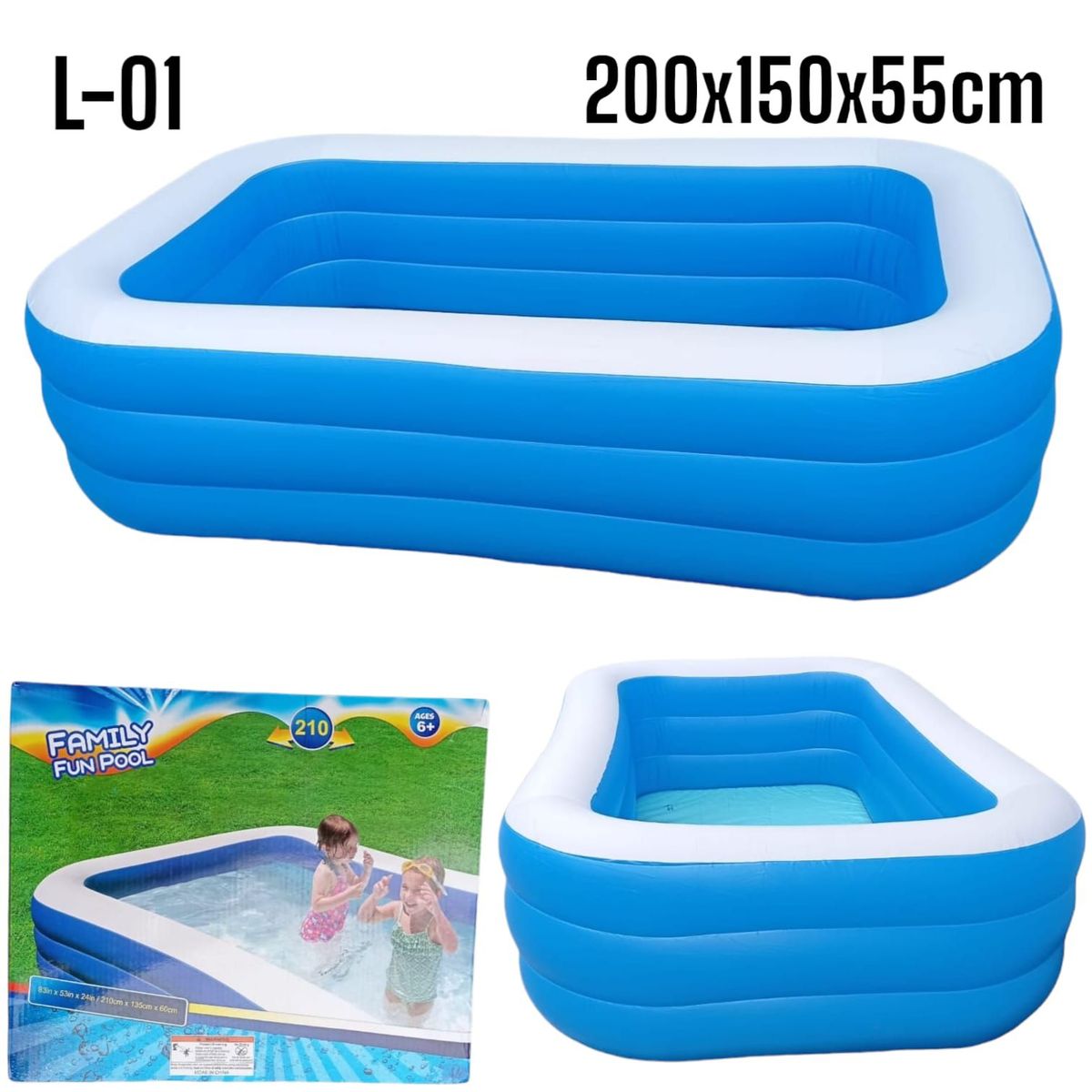 OEM - Piscina Inflable Rectangular Medidas 200cm x 150cm x 55cm