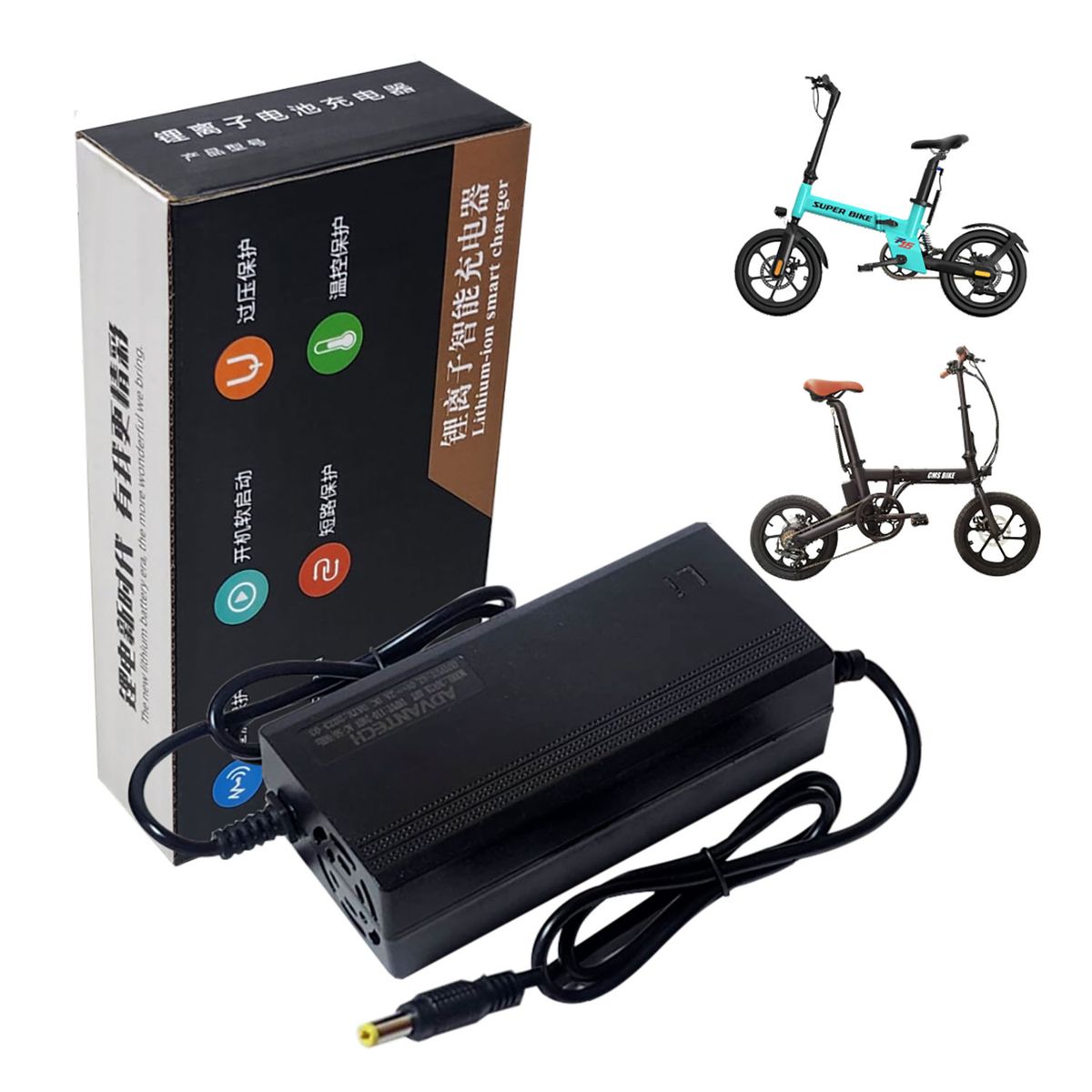 ADVANTECH - Cargador Para Bicicleta Eléctrica 36V Bat litio Sal 42V 2A