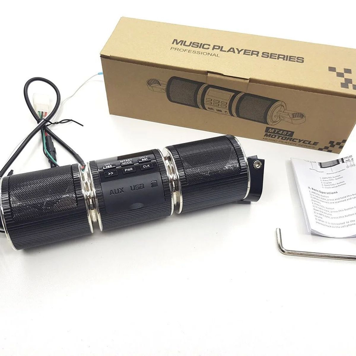 GENERICO - Parlante MT487 Negro Bluetooth MP3 para motocicletas