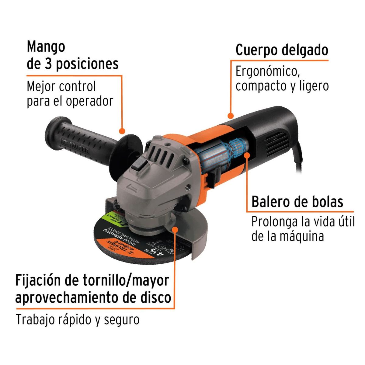 TRUPER - Amoladora Truper 800W  adaptador para Motosierra