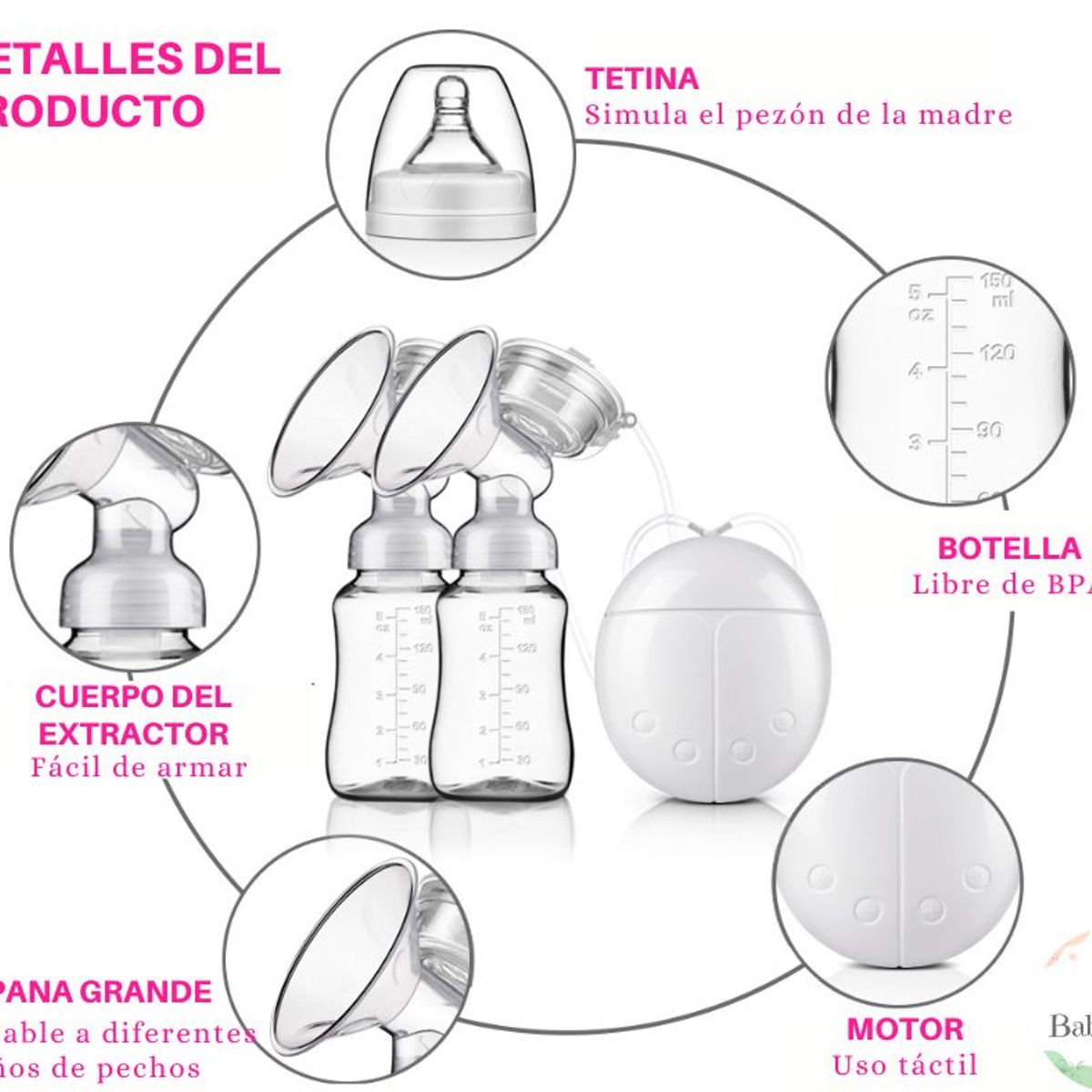 GENERICO - Extractor de Leche Eléctrico Doble  Recolector de leche