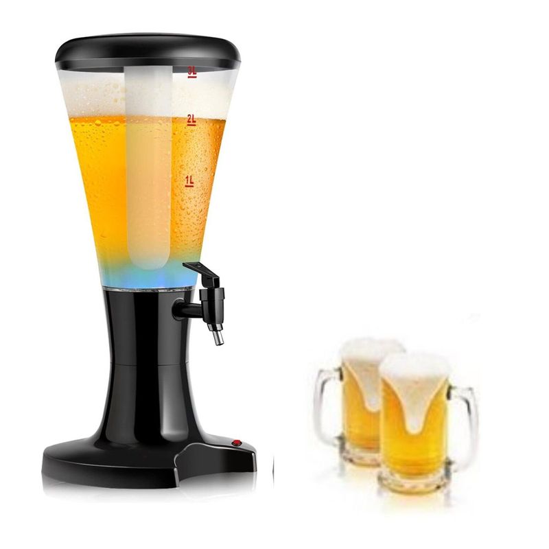 GENERICO - Dispensador de 3L Cerveza Bebidas Jugos etc Con luces Led Porta Hielo