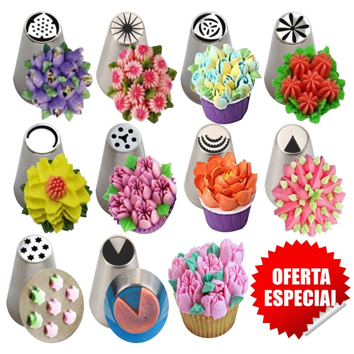 GENERICO - 10 Boquillas Rusas profesionales para reposteria