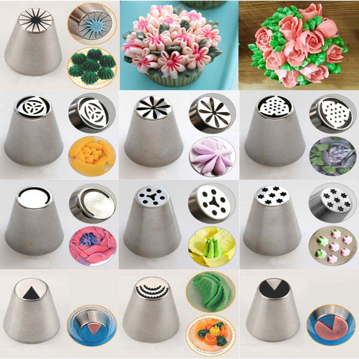 GENERICO - 10 Boquillas Rusas profesionales para reposteria