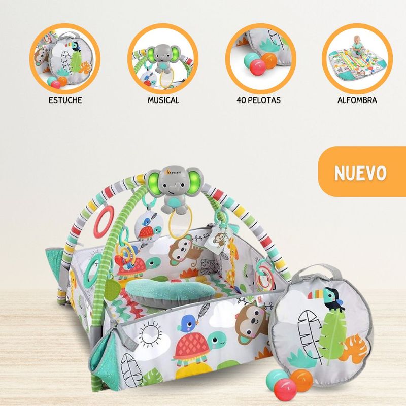 CUZKA - GYM 5 en 1 para Bebé «TU FORMA DE JUGAR A LA PELOTA» Tropical