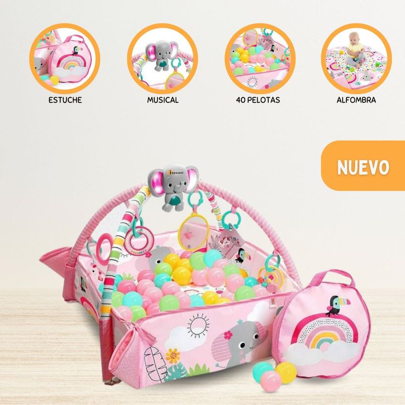 CUZKA - GYM 5 en 1 para Bebé «TU FORMA DE JUGAR A LA PELOTA» Pink