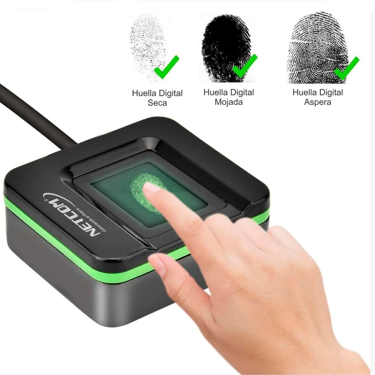 NETCOM - Lector y escáner de huellas dactilares USB NETCOM sensor huellas