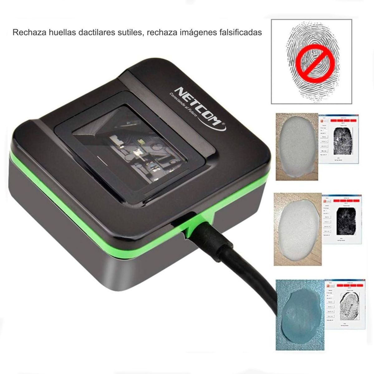NETCOM - Lector y escáner de huellas dactilares USB NETCOM sensor huellas