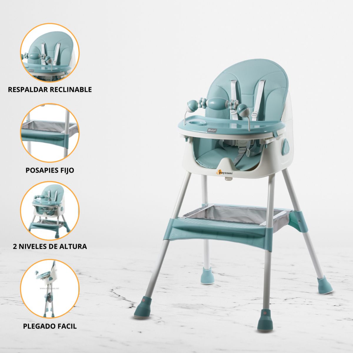 EBABY - Silla de comer Ebaby «DALI» Ligth Green