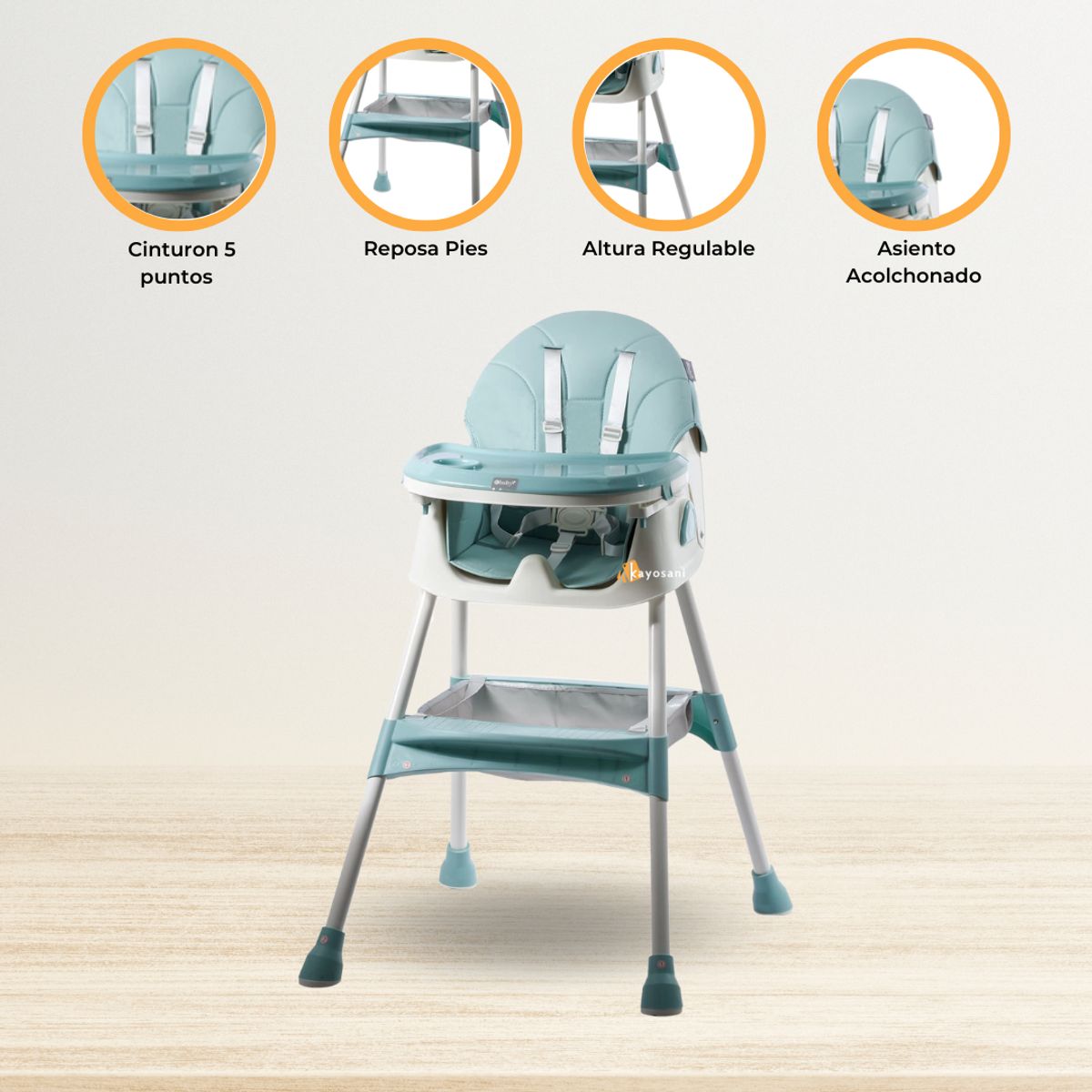 EBABY - Silla de comer Ebaby «DALI» Ligth Green