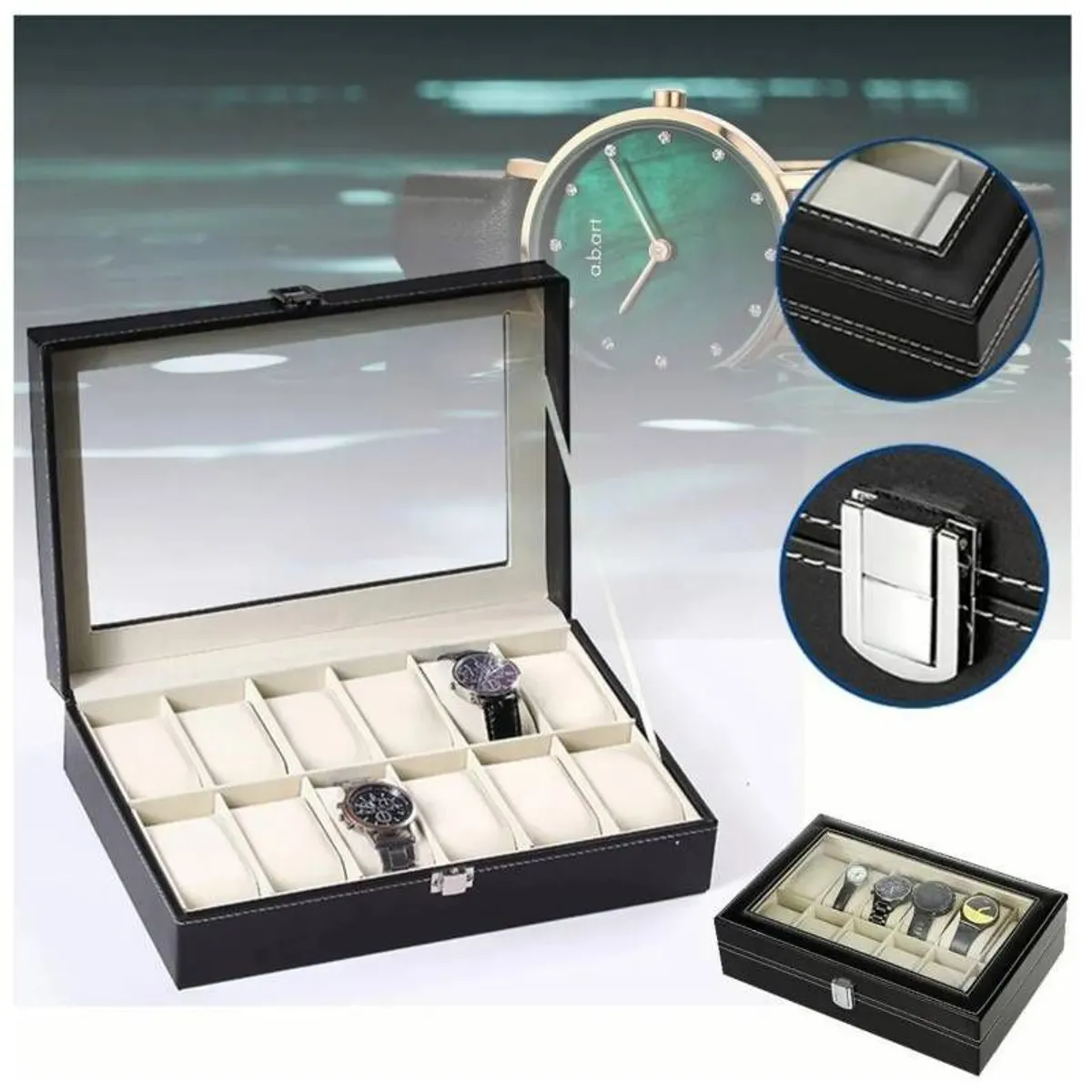 GENERICO - Porta Relojes Pulseras 12 Compartimientos