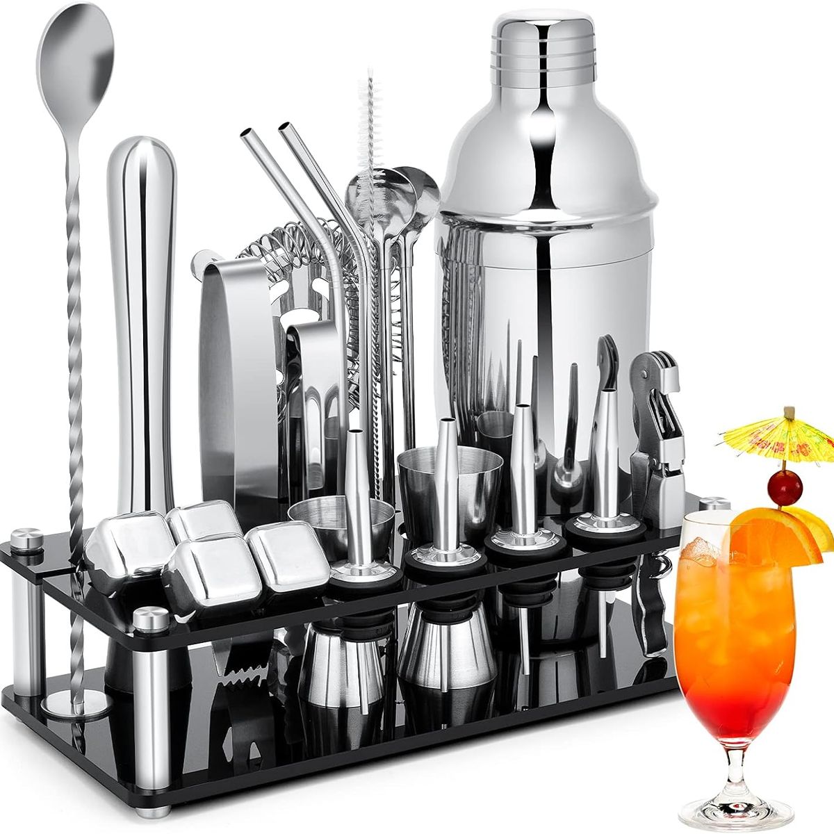 GENERICO - Set Coctelero 23pzs Bartender Profesional Accesorios Recetas