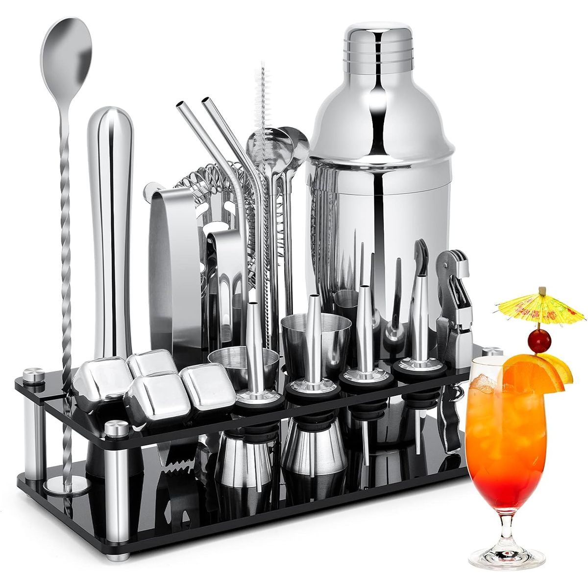 GENERICO - Set Coctelero 23pzs Bartender Profesional Accesorios Recetas