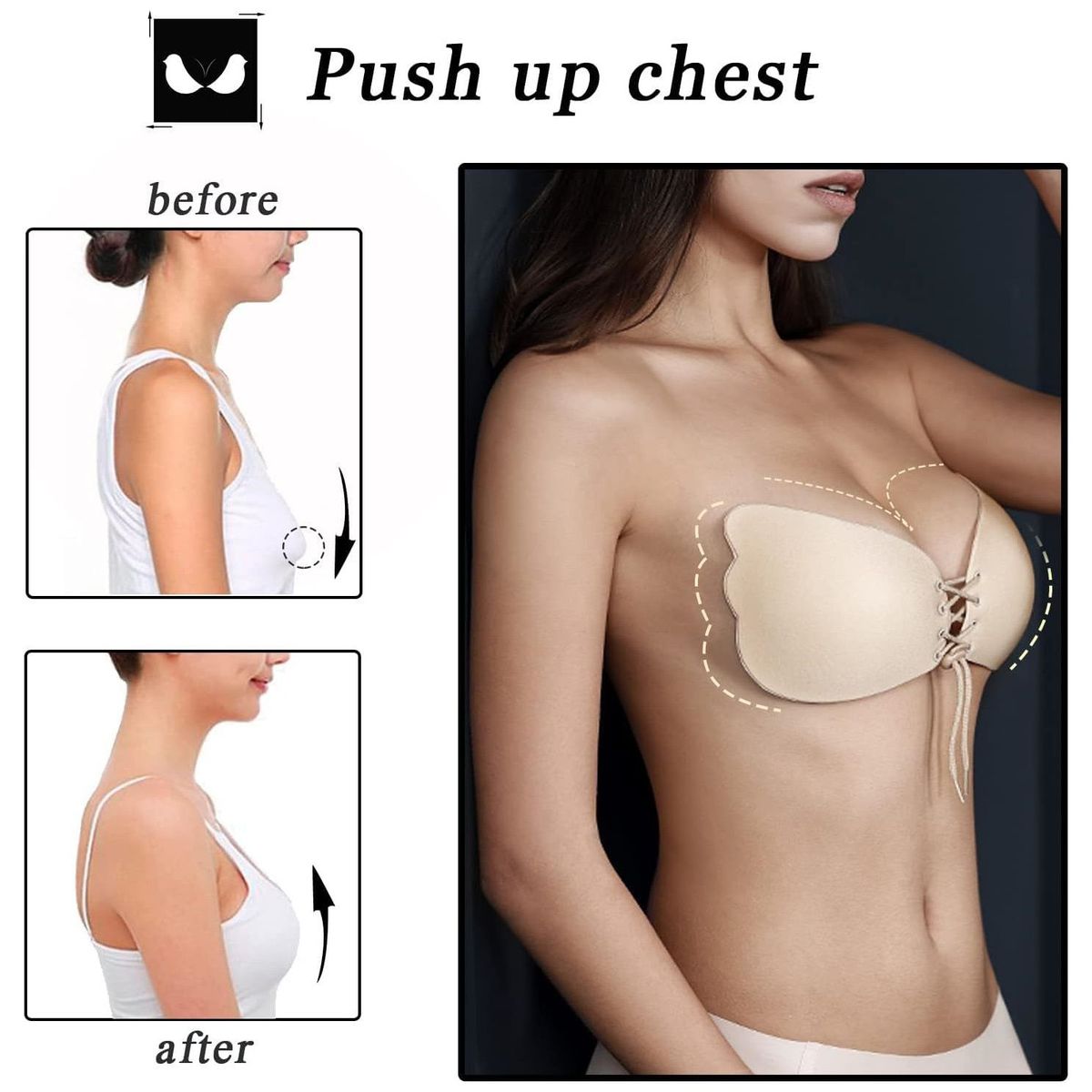 GENERICO - Brasier Push up Invisible Mariposa Levanta Busto Dama Invisible