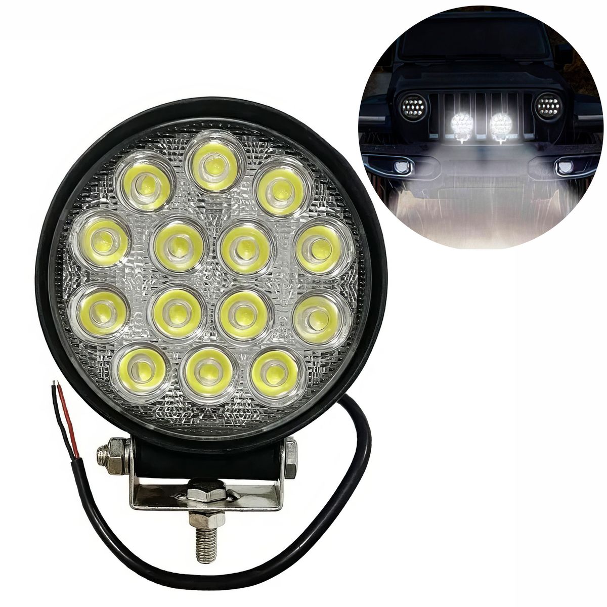GENERICO - Faro LED 14 Redondo 48W 12V/24V Blanco IP67