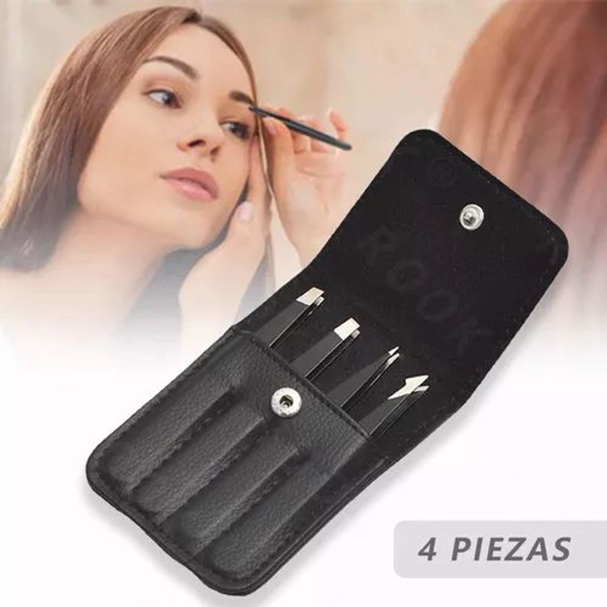 42AROZINA - Set 4 Pinzas Cejas Antiestáticas De Acero Inoxidable De Lujo