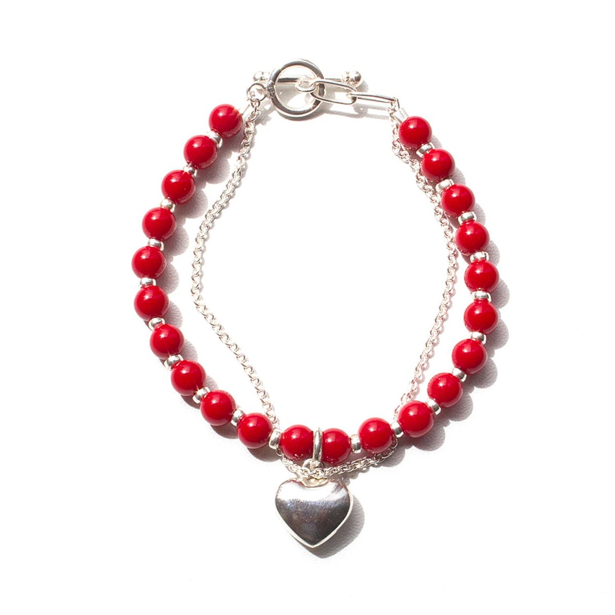 GENERICO - Pulsera con Piedras Jaspe con Detalles en Plata 1Ley