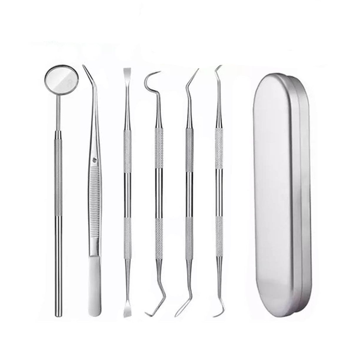 42AROZINA - Set De 7 Herramienta De Limpieza Dientes Acero Inoxidable