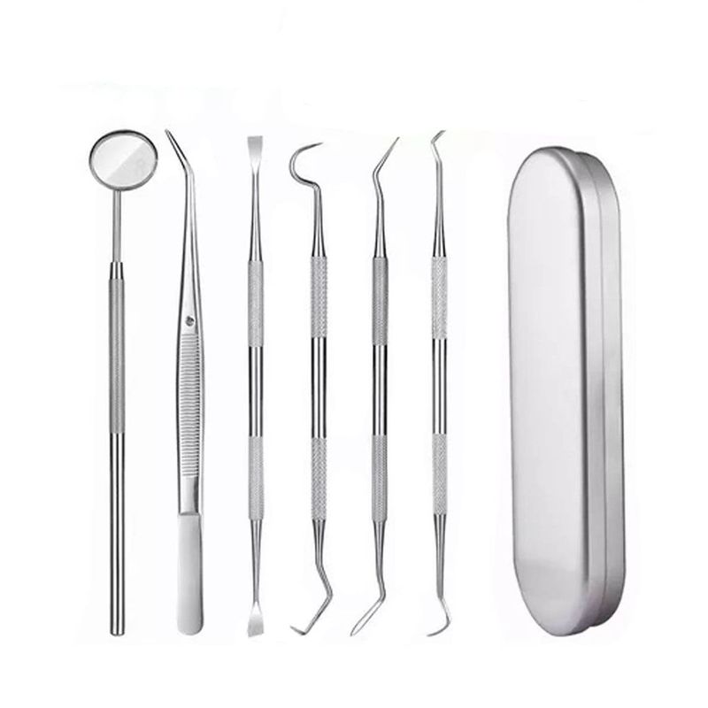 42AROZINA - Set De 7 Herramienta De Limpieza Dientes Acero Inoxidable