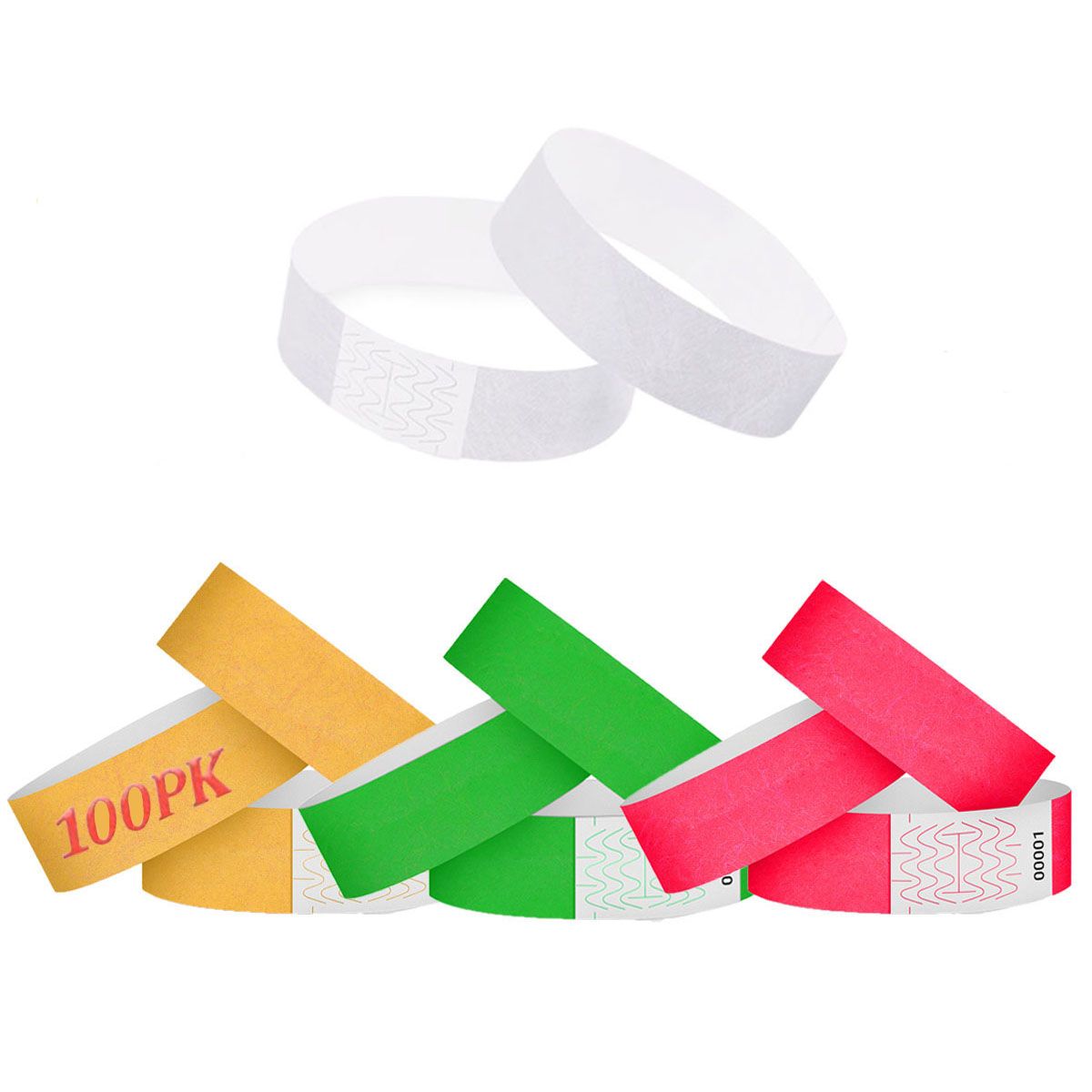 42AROZINA - 100 Pulseras Tyvek Colores VariadosEventos!-Rojo