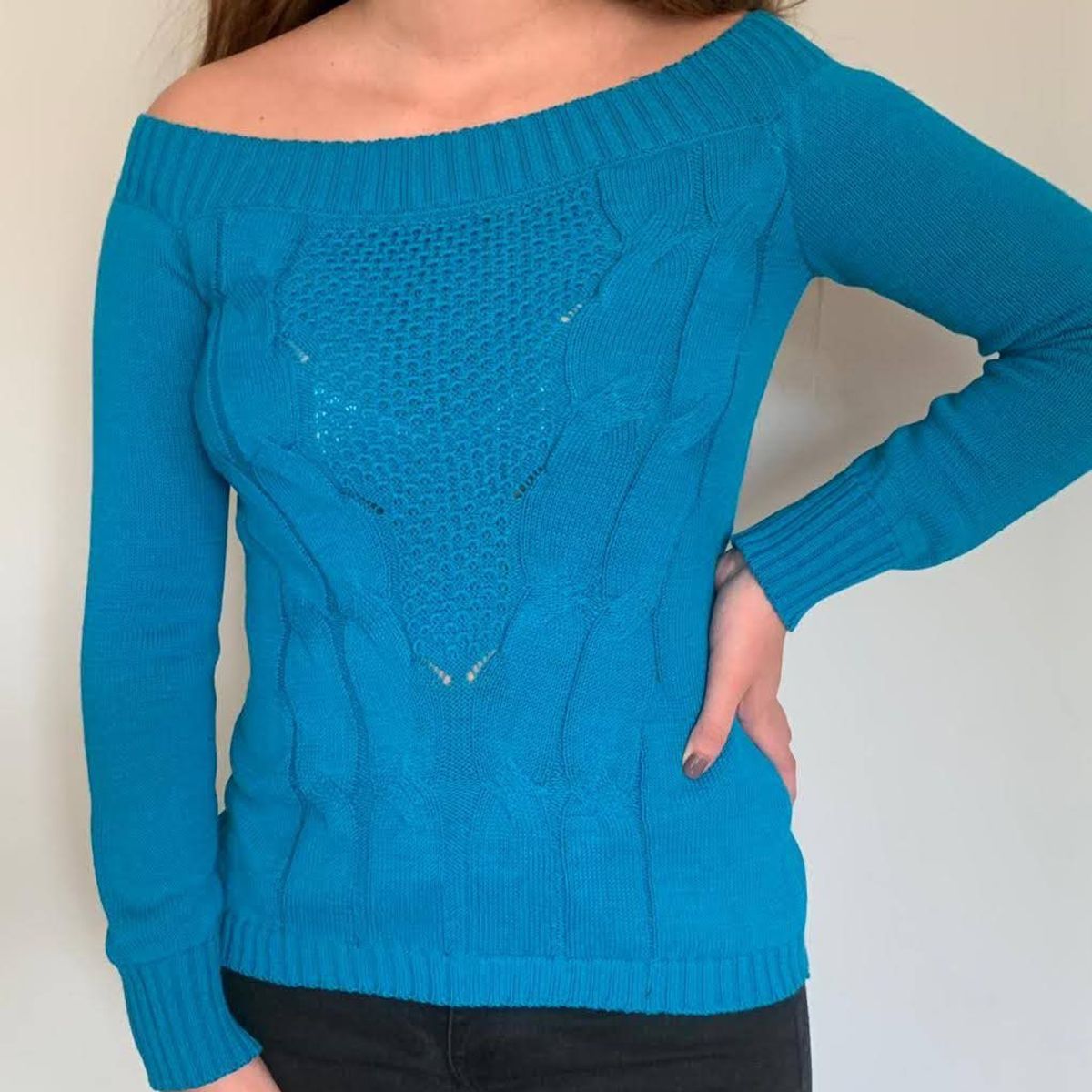 GENERICO - Chompa de Hilo Mujer Turquesa by Mandalay Knits.