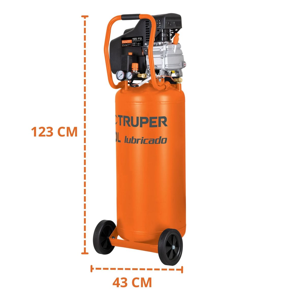 TRUPER - Kit Compresora de aire 80Lt vertical manguera pistola pintar sopletear