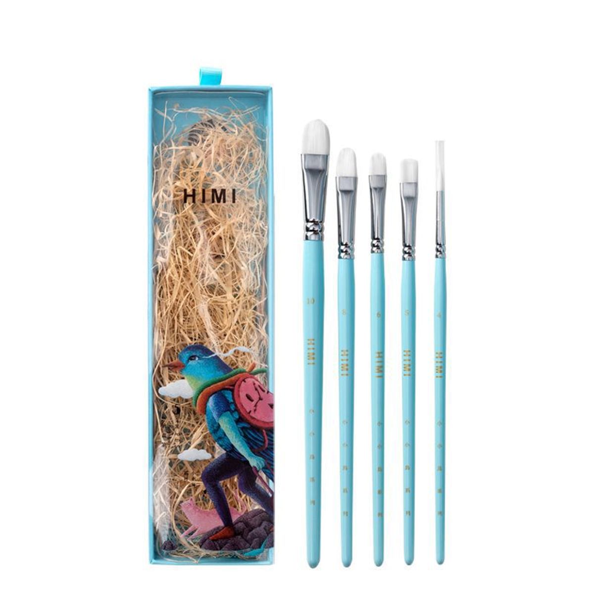 GENERICO - Miya Set 5 Pinceles Little Bird - Celeste