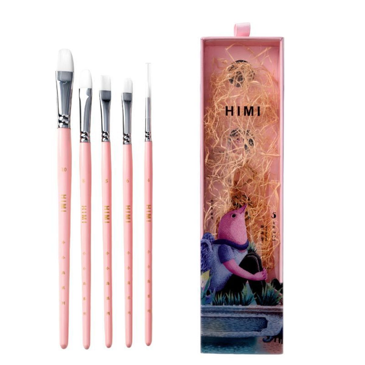 GENERICO - Miya Set 5 Pinceles Little Bird - Rosa