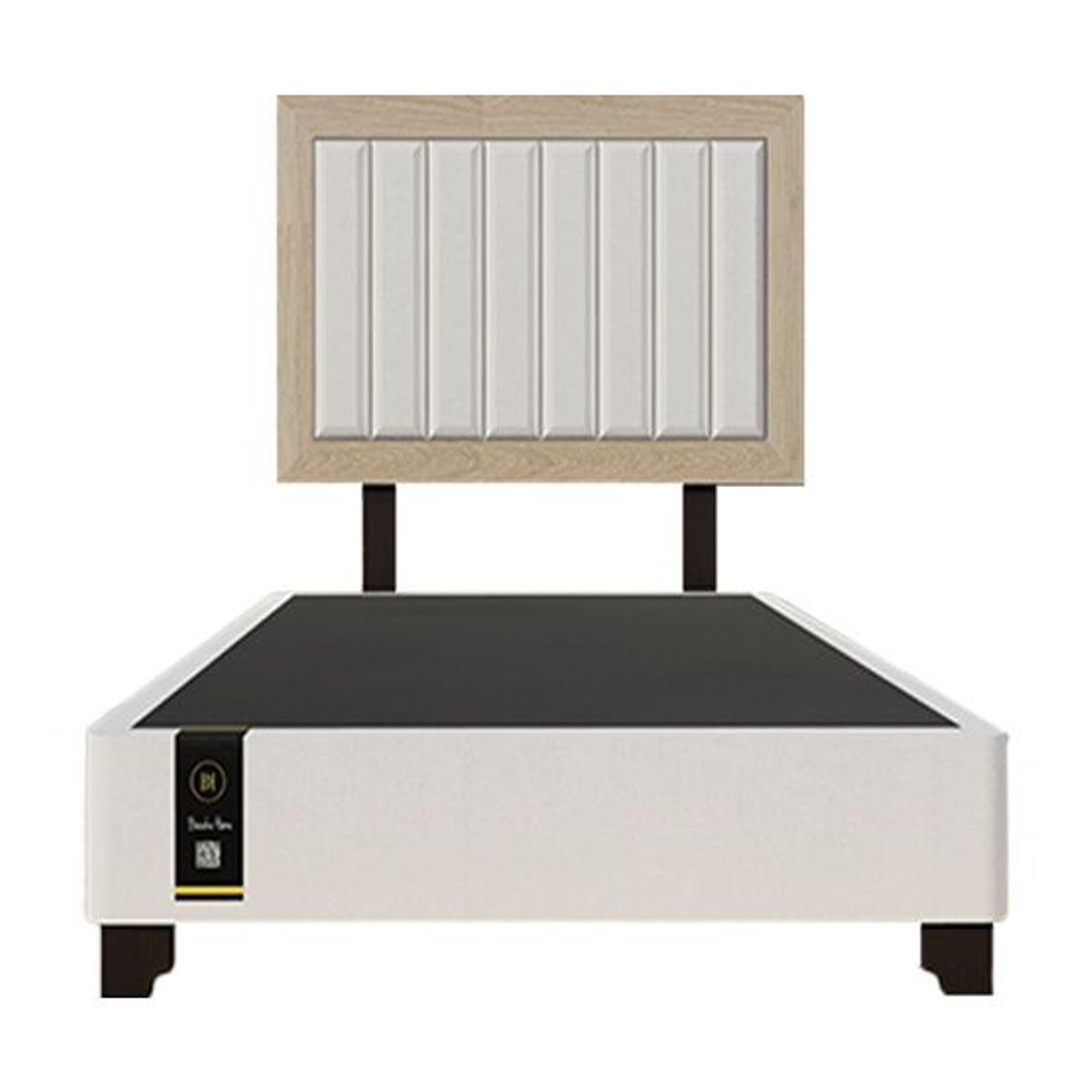 BARAKA HOME - Dormitorio Lugo + Cabecera patas ajustables 1.5 plz - Ivory y Damasco