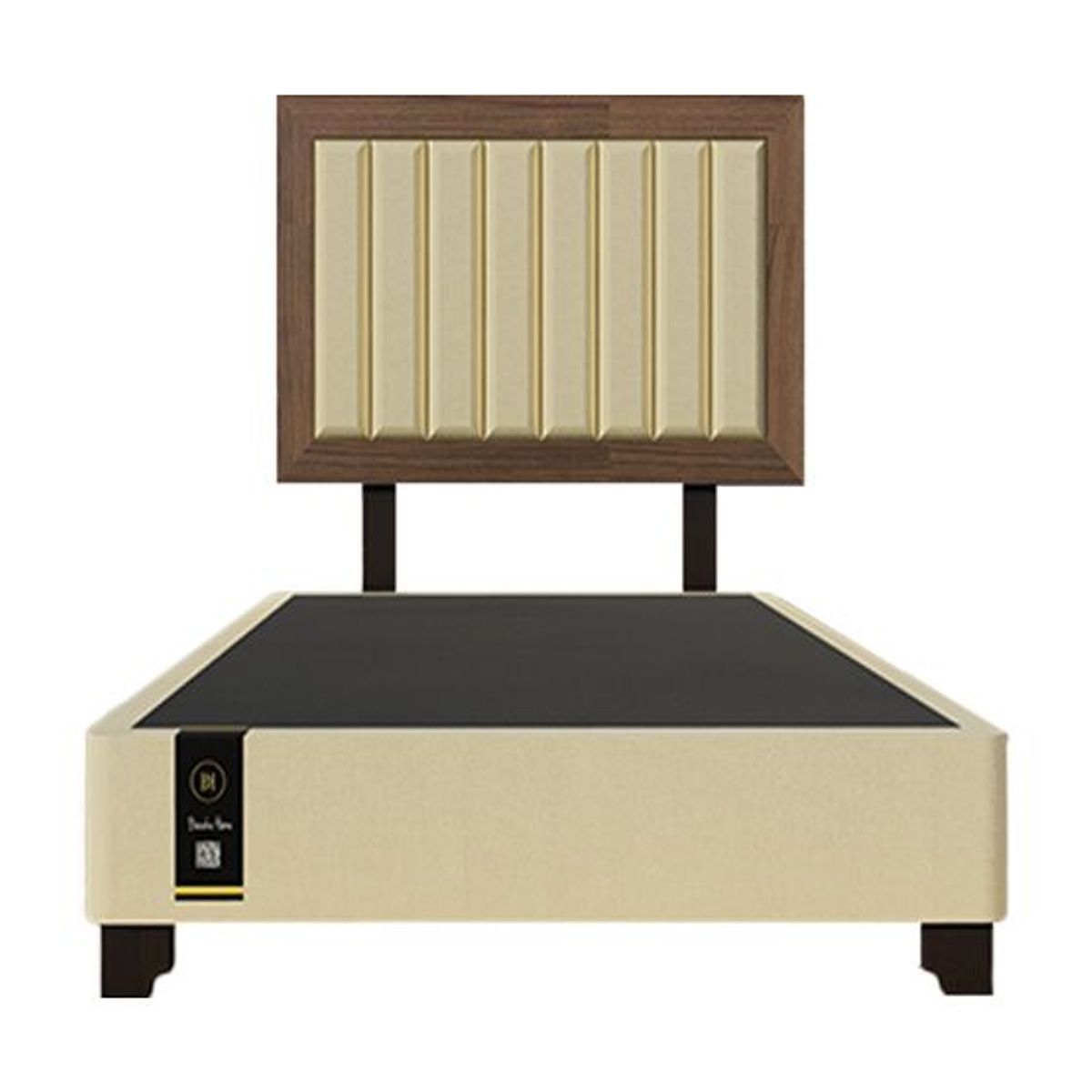 BARAKA HOME - Dormitorio Lugo + Cabecera patas ajustables 1.5 plz - Beige Oscuro y Catania