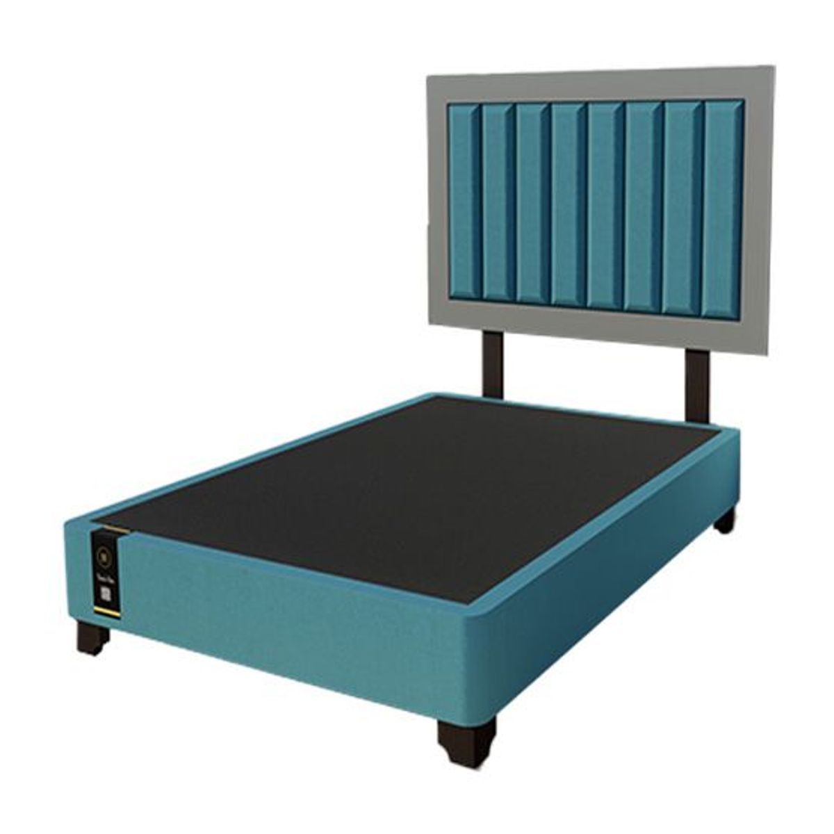 BARAKA HOME - Dormitorio Lugo + Cabecera patas ajustables 1.5 plz - Cobalto y Gris Grafito