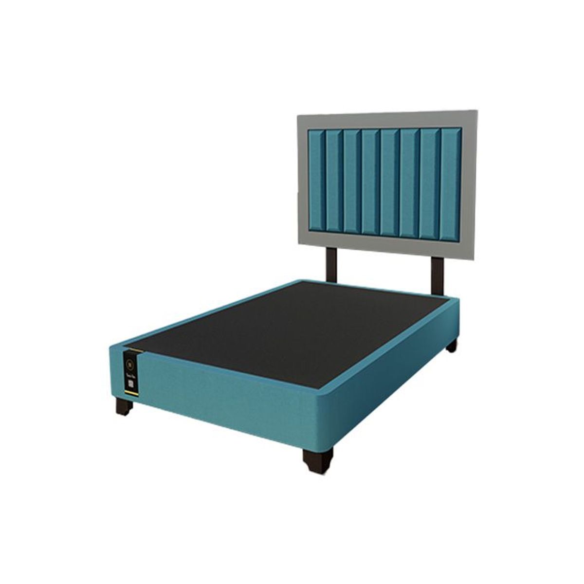 BARAKA HOME - Dormitorio Lugo + Cabecera patas ajustables 1.5 plz - Cobalto y Gris Grafito