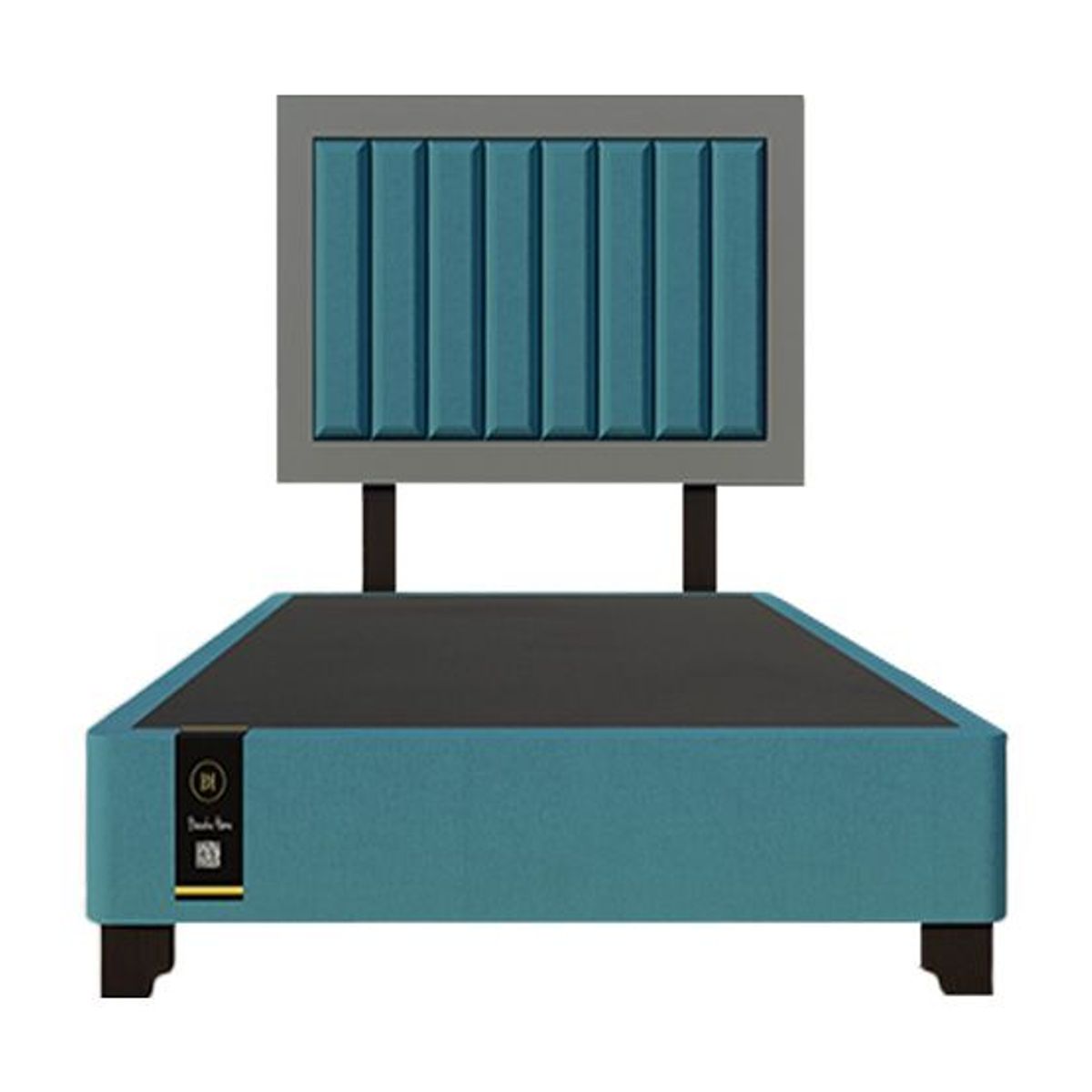 BARAKA HOME - Dormitorio Lugo + Cabecera patas ajustables 1.5 plz - Cobalto y Gris Grafito