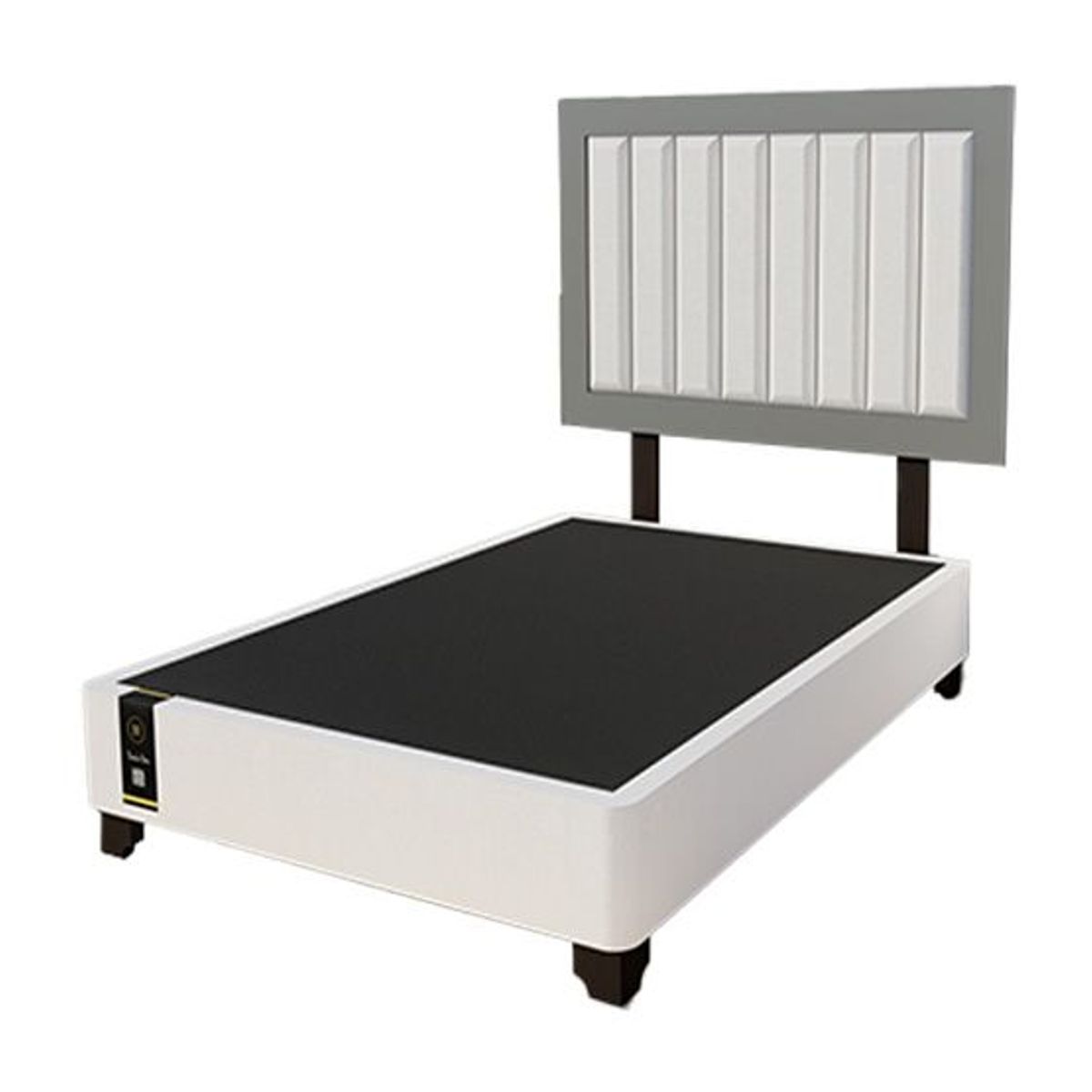 BARAKA HOME - Dormitorio Lugo + Cabecera patas ajustables 1.5 plz - Ivory y Gris Grafito