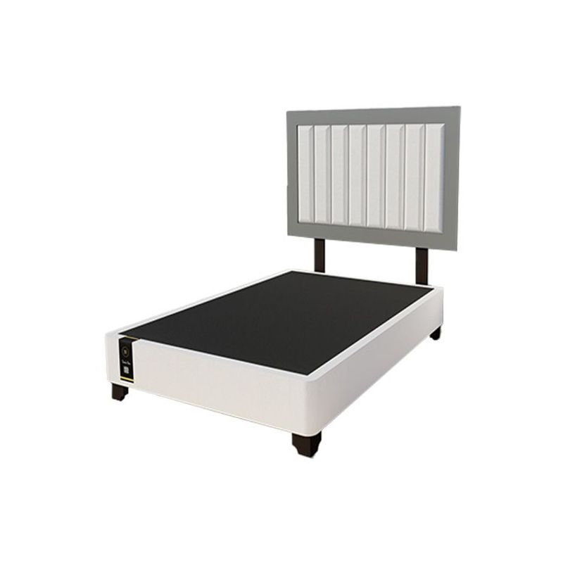 BARAKA HOME - Dormitorio Lugo + Cabecera patas ajustables 1.5 plz - Ivory y Gris Grafito