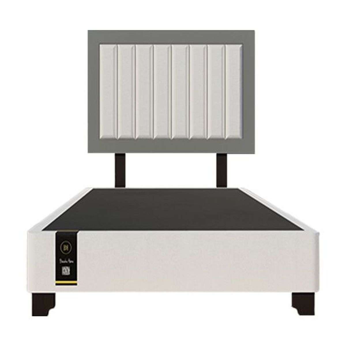 BARAKA HOME - Dormitorio Lugo + Cabecera patas ajustables 1.5 plz - Ivory y Gris Grafito