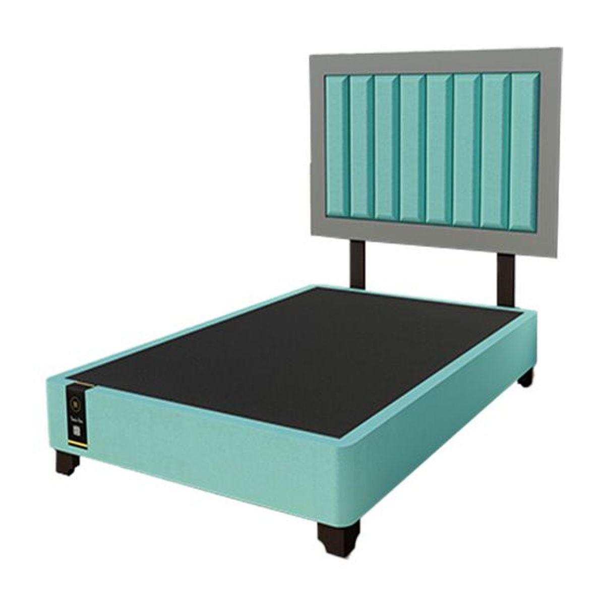 BARAKA HOME - Dormitorio Lugo + Cabecera patas ajustables 1.5 plz - Jade y Gris Grafico