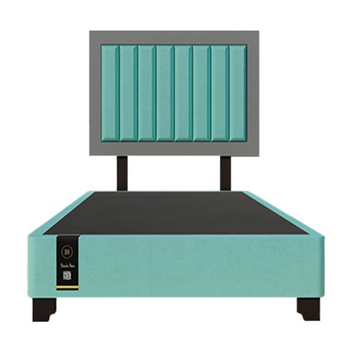 BARAKA HOME - Dormitorio Lugo + Cabecera patas ajustables 1.5 plz - Jade y Gris Grafico