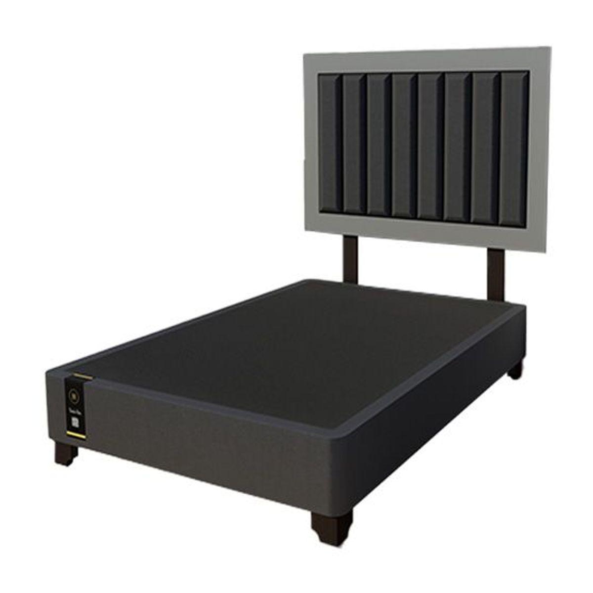 BARAKA HOME - Dormitorio Lugo + Cabecera patas ajustables 1.5 plz - Negros y Gris Grafico