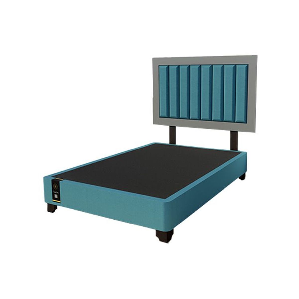 BARAKA HOME - Dormitorio Lugo + Cabecera patas ajustables 2 plz - Cobalto y Gris Grafito