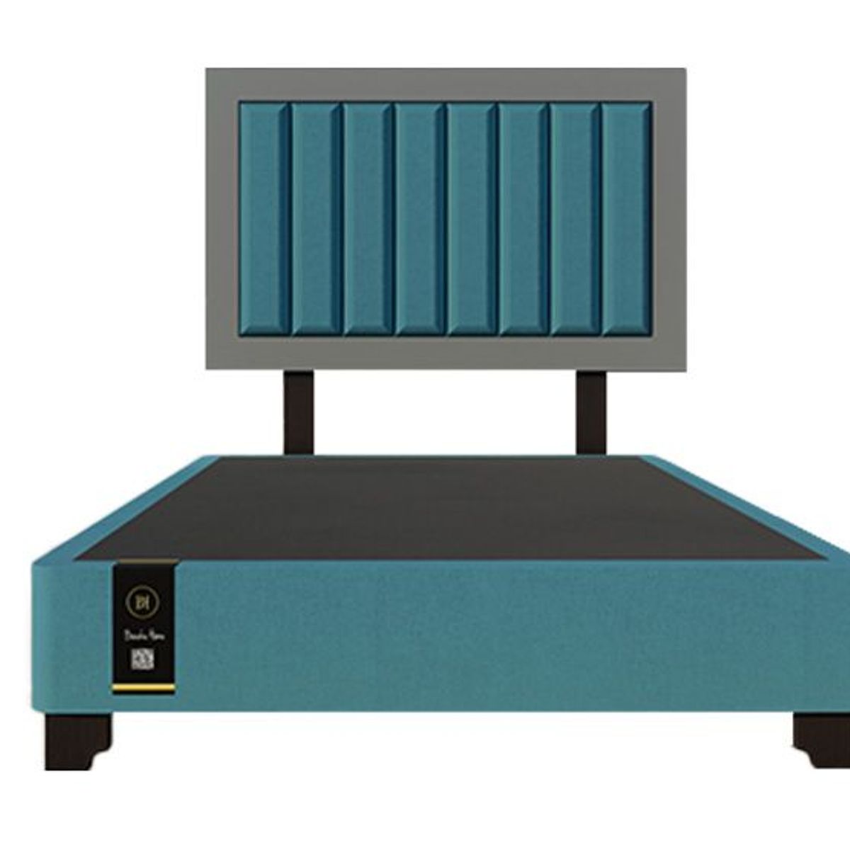 BARAKA HOME - Dormitorio Lugo + Cabecera patas ajustables 2 plz - Cobalto y Gris Grafito