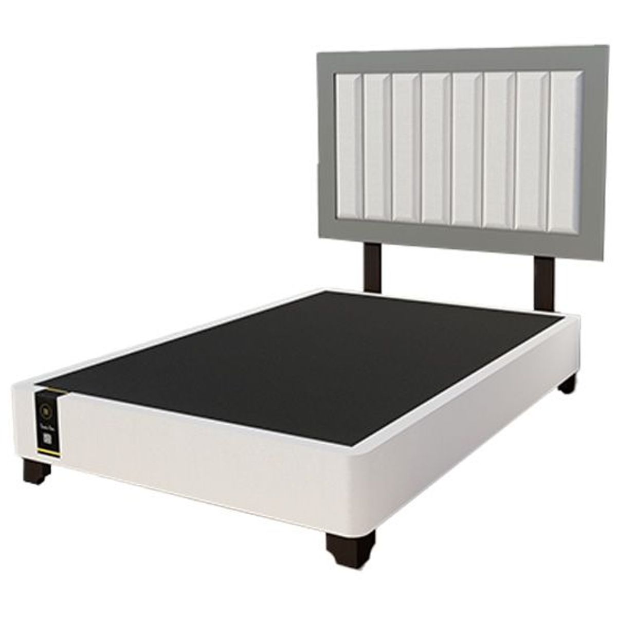 BARAKA HOME - Dormitorio Lugo + Cabecera patas ajustables 2 plz - Ivory y Gris Grafito