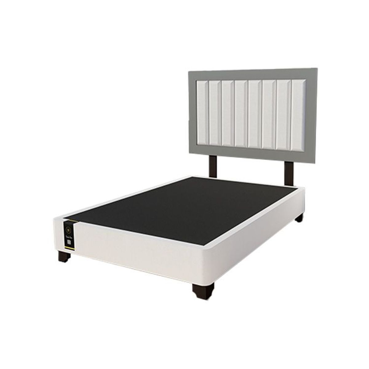 BARAKA HOME - Dormitorio Lugo + Cabecera patas ajustables 2 plz - Ivory y Gris Grafito