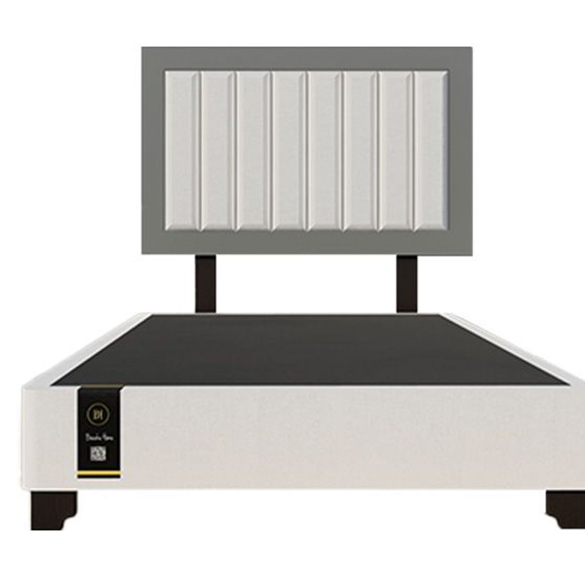 BARAKA HOME - Dormitorio Lugo + Cabecera patas ajustables 2 plz - Ivory y Gris Grafito