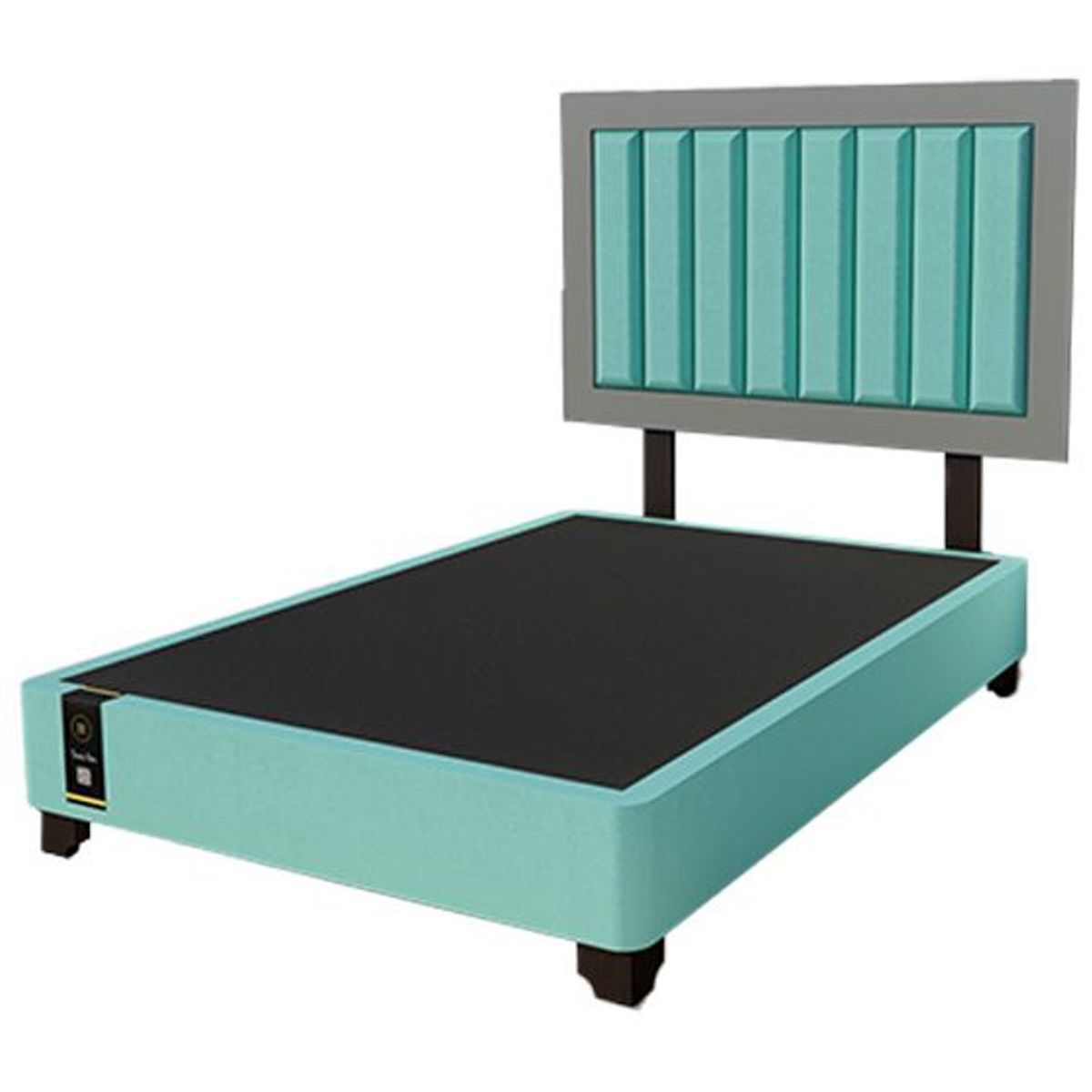 BARAKA HOME - Dormitorio Lugo + Cabecera patas ajustables 2 plz - Jade y Gris Grafico
