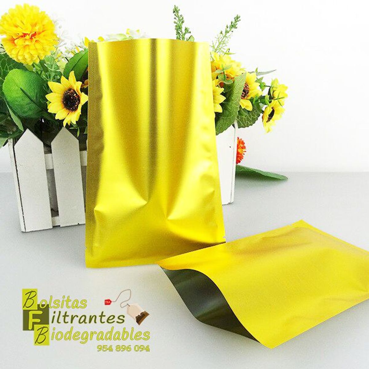 LA SEMILLITA PERUANA - 50 Sobre Bilaminado DORADO con abre fácil, fino acabado